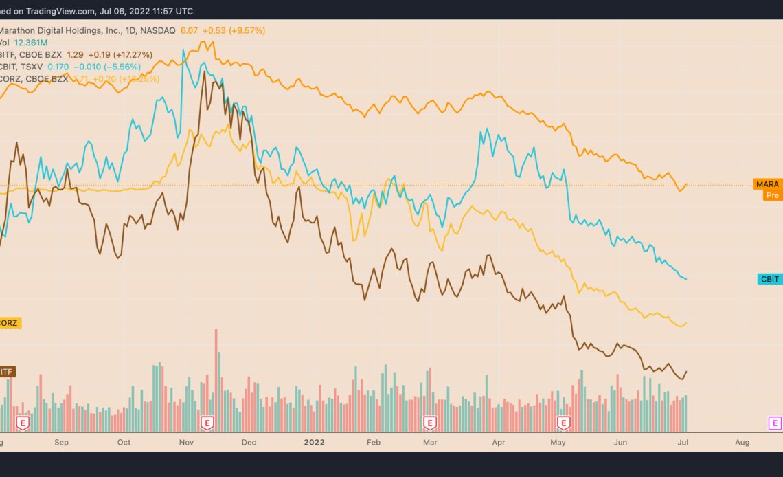 Bitcoin mining stocks rebound sharply despite a 70% drop in BTC miners' revenue