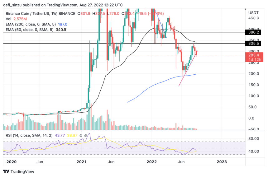 TA- Binance Coin (BNB) Loses $300 Key Support, Are Bears Taking Over?