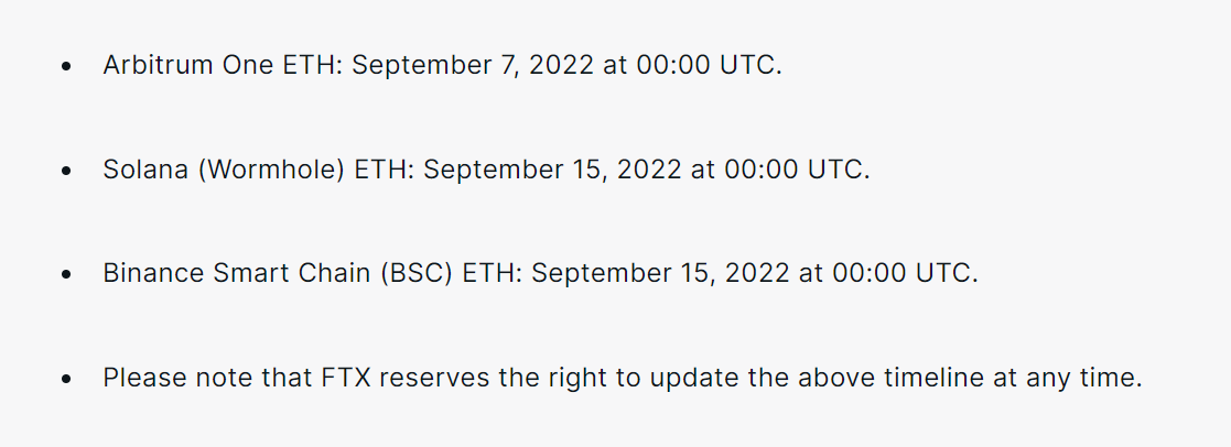 FTX to halt Ethereum trades on Arbitrum, Solana, BSC for the ETH Merge