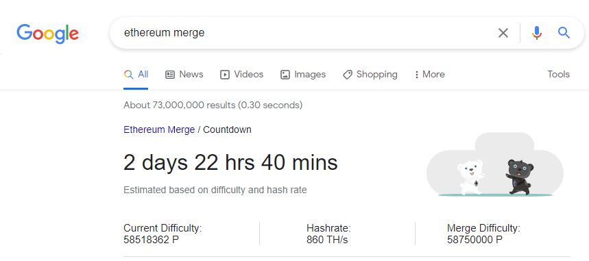 Google gets in on Ethereum Merge excitement with nifty easter egg