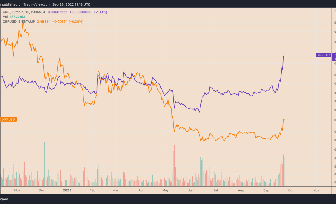 XRP hits 13-month high versus Bitcoin with 35% daily surge — But is a correction inevitable?