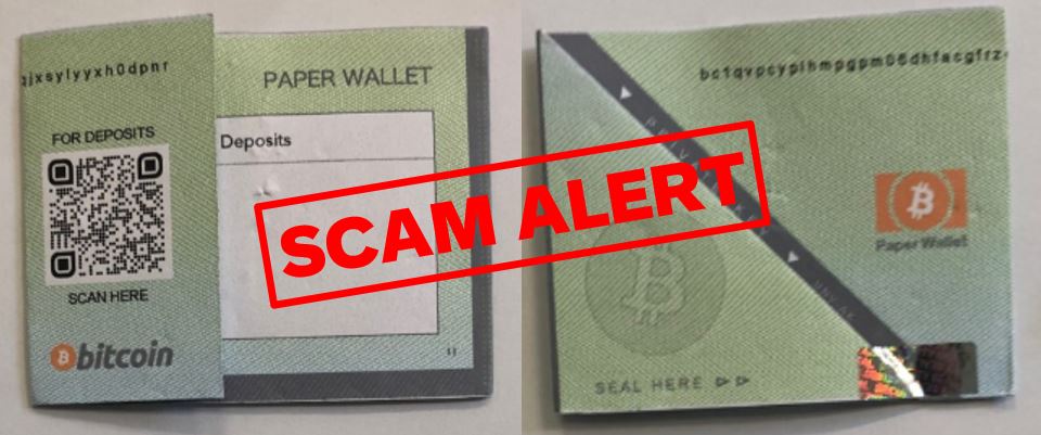 Aussies warned to avoid scanning crypto paper wallets they find on the street