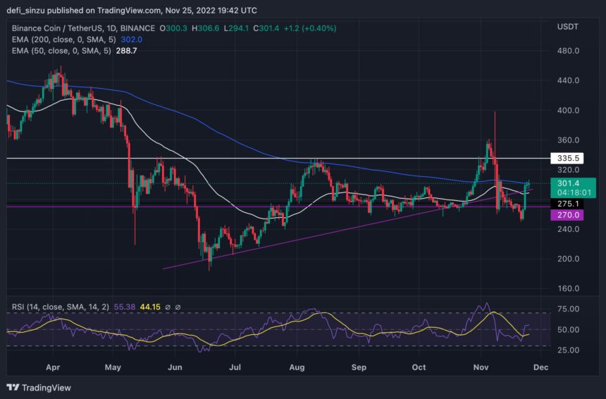 Binance Coin Revives Its Bullish Strength Above $290; Will Bulls Defend This Area?