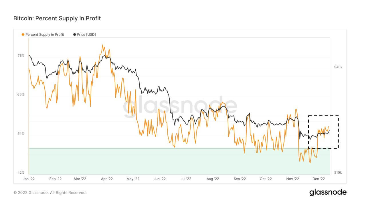 Bitcoin: Percent Supply in Profit for 2022