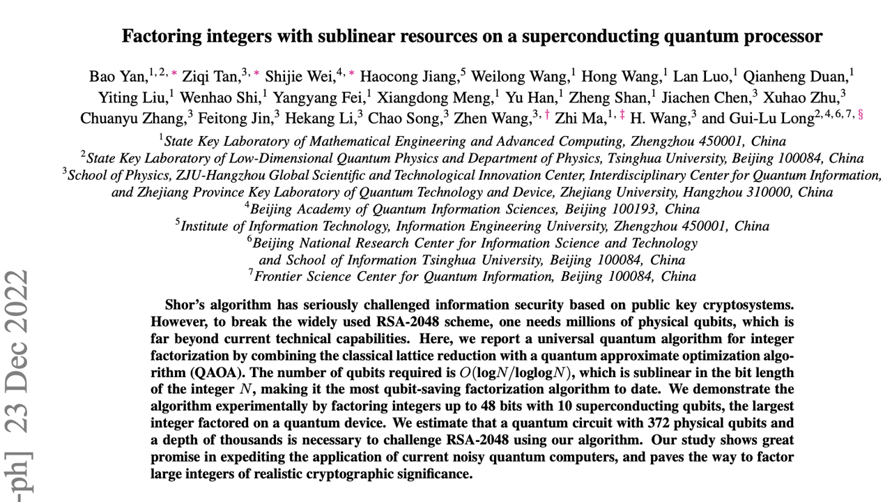 Chinese Researchers Claim Success in Breaking RSA Encryption With Quantum Computer, Experts Debate Veracity of Discovery