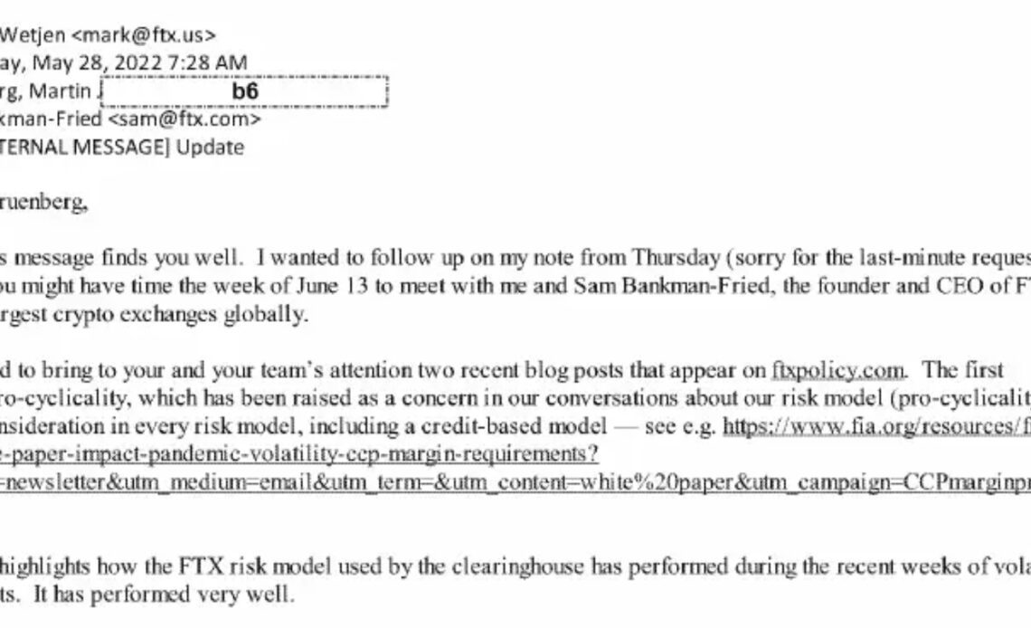 SBF shilled FTX risk model to FDIC chairman Gruenberg prior collapse
