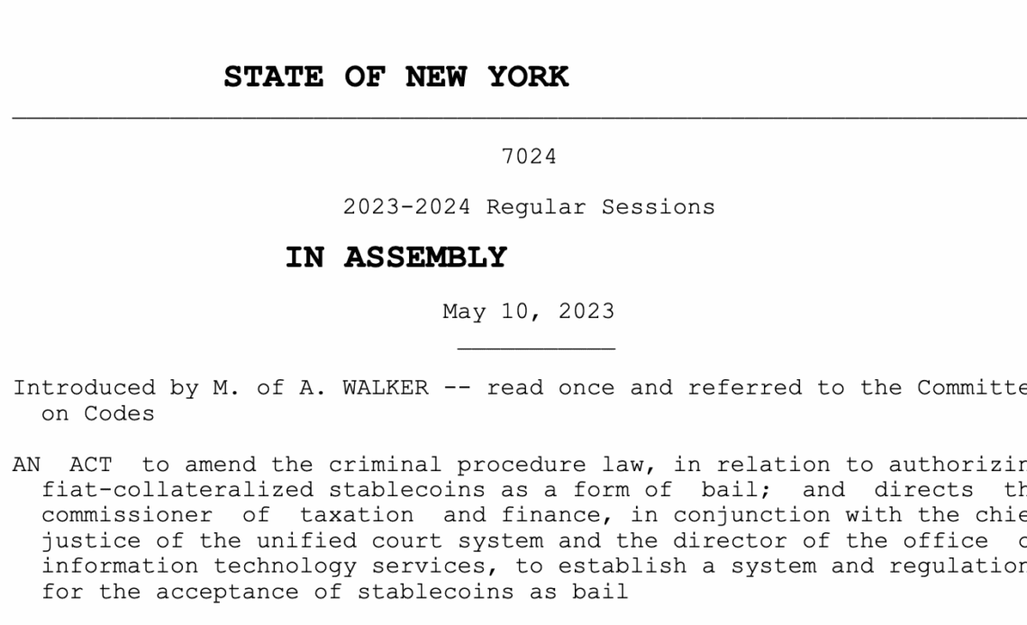 Fiat-backed stablecoins could be used to post bail in New York under proposed bill