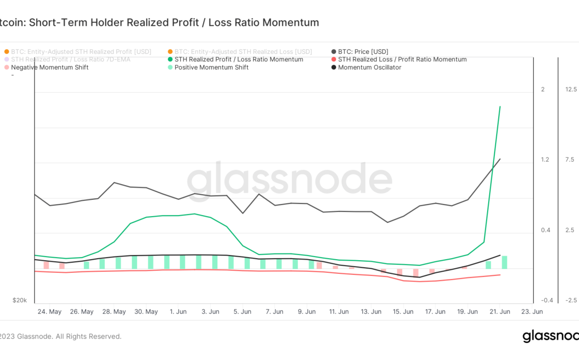 short term holder profit loss momentum