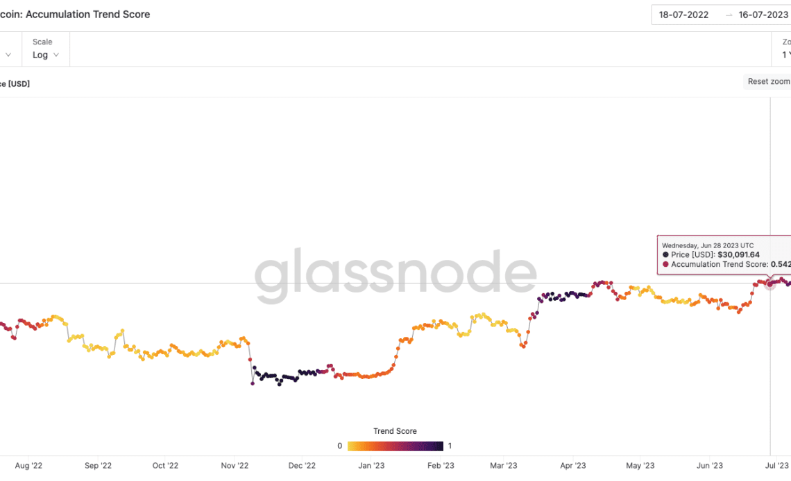 Bitcoin price falls to $29.5K, but on-chain data reflects investors' growing interest