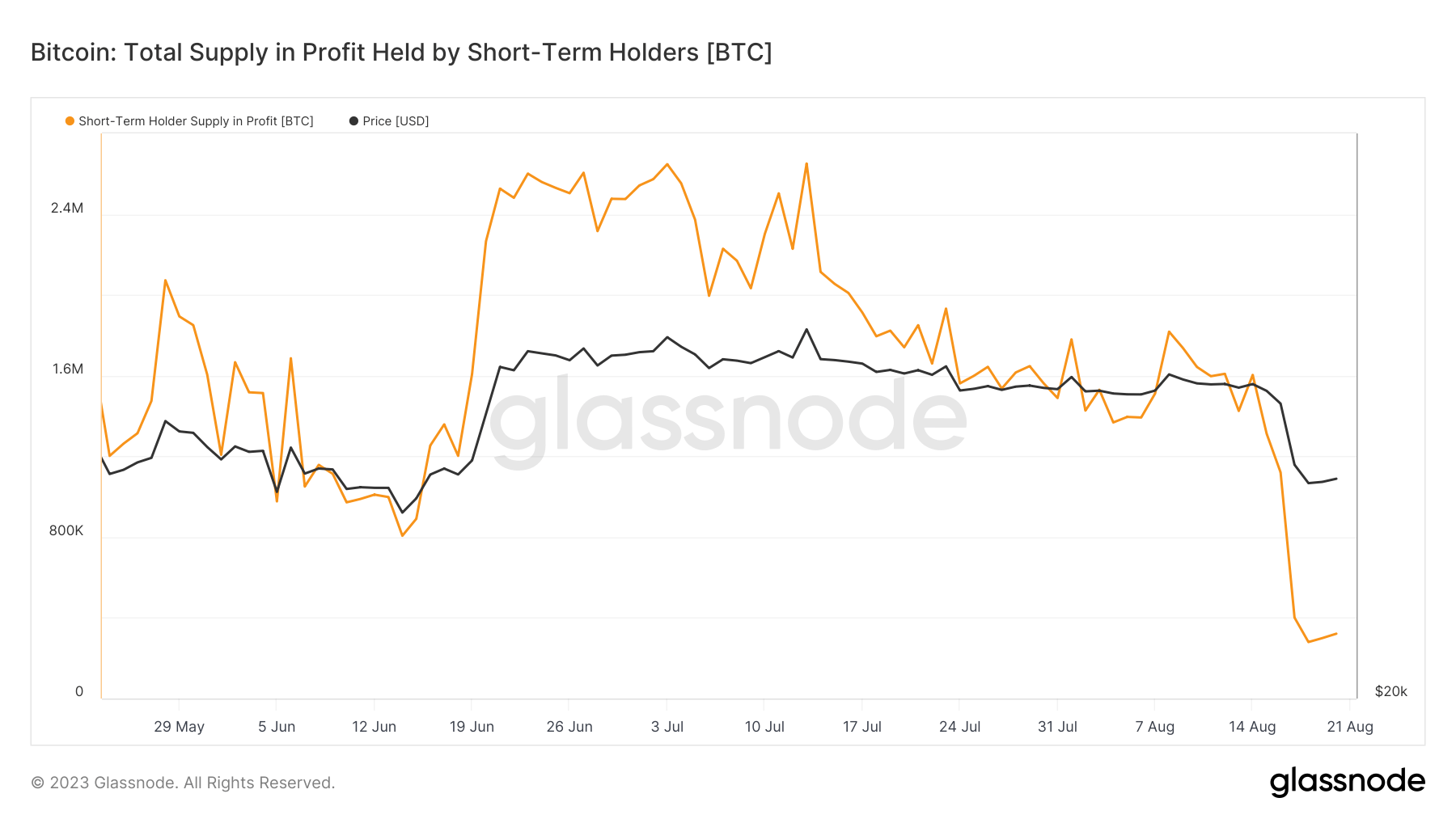 short-term holders supply in profit