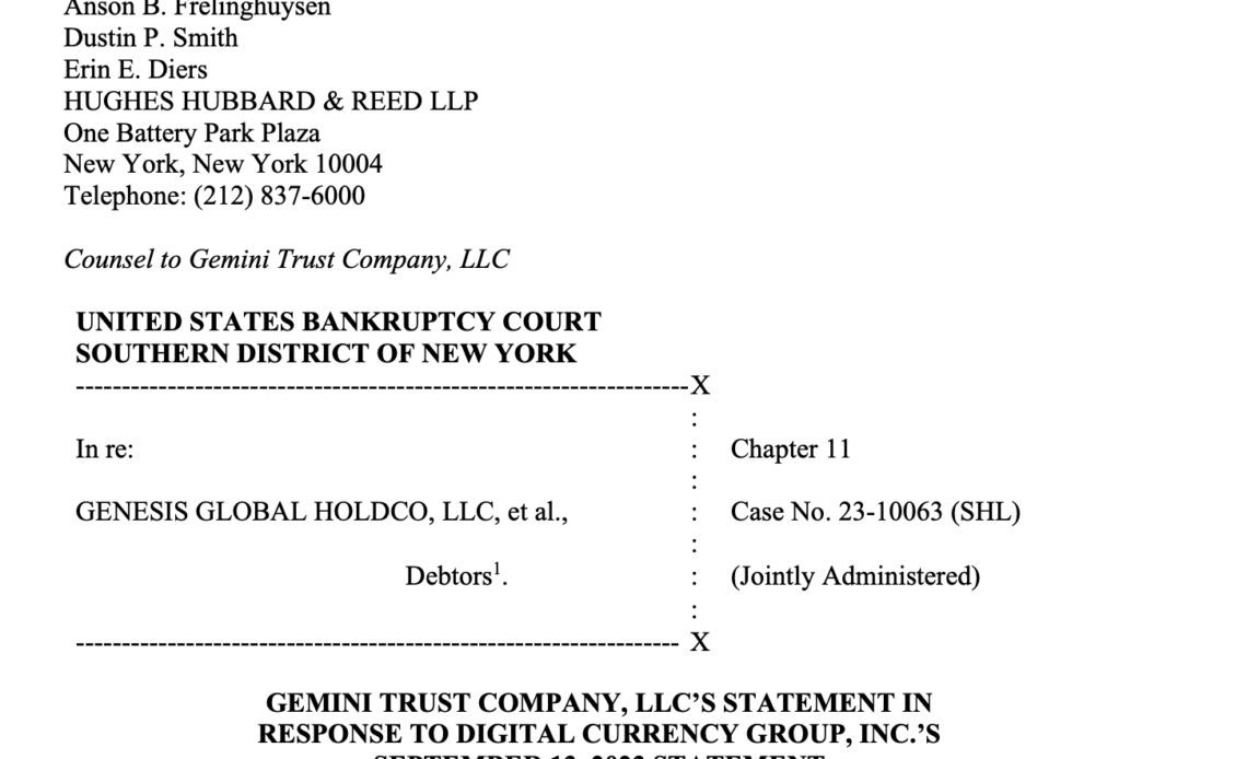 Gemini legal team accuses DCG of 'gaslighting' Genesis creditors