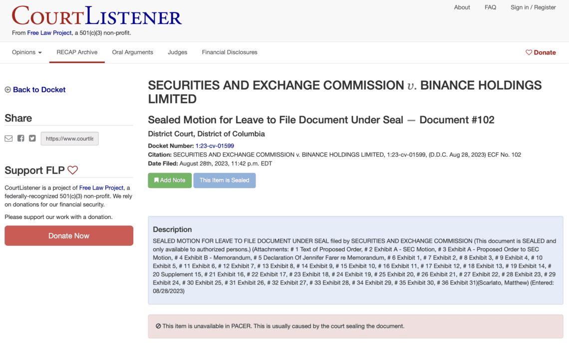 SEC reverses decision on sealing, redacting some documents in Binance.US case