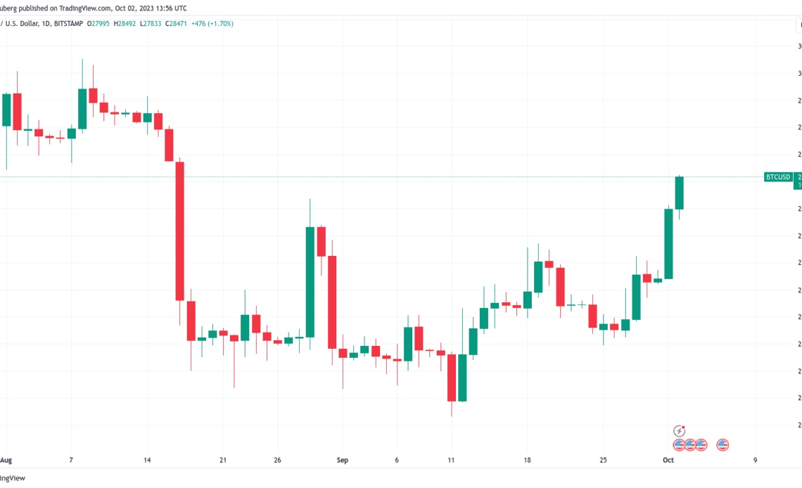 BTC price knocks on $28.5K as trader says Bitcoin 'reeks of disbelief'