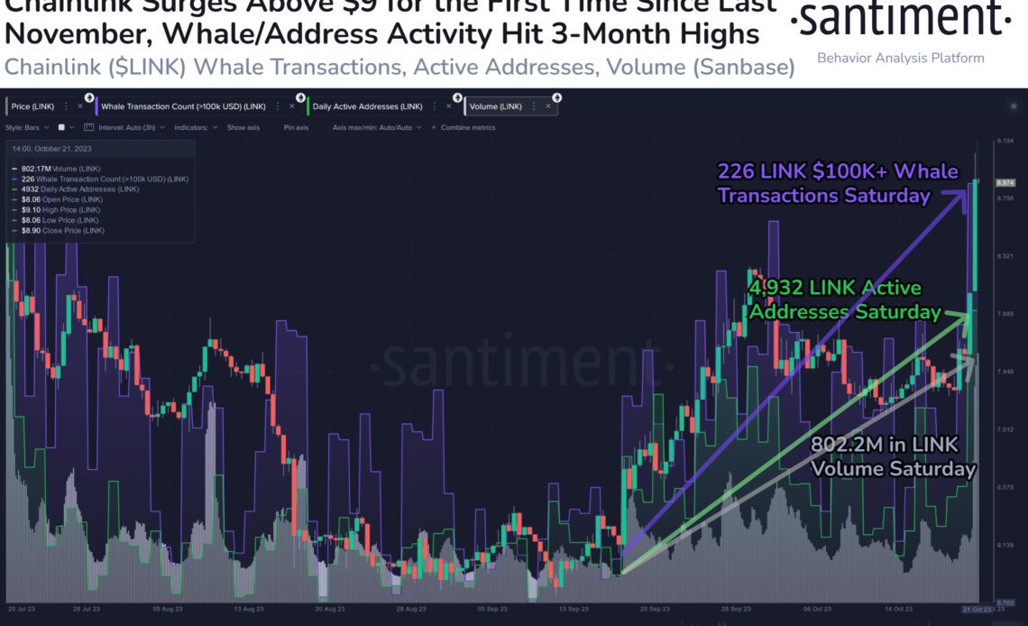 Chainlink Whale Transactions at Three-Month High as LINK Explodes: Santiment