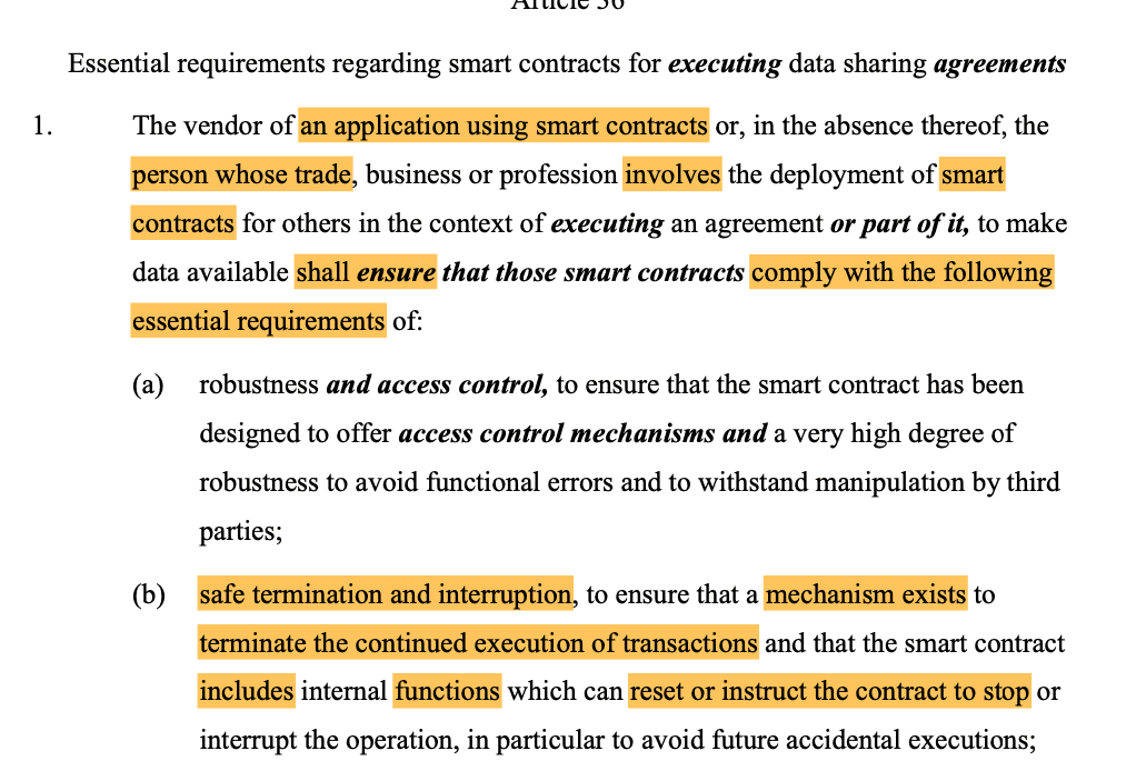 EU backs Data Act with clause to shut off smart contracts