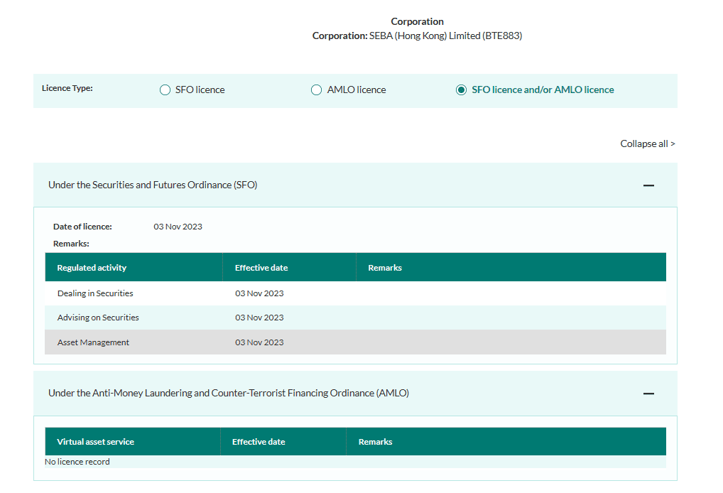 Swiss crypto bank SEBA gets Hong Kong SFC license