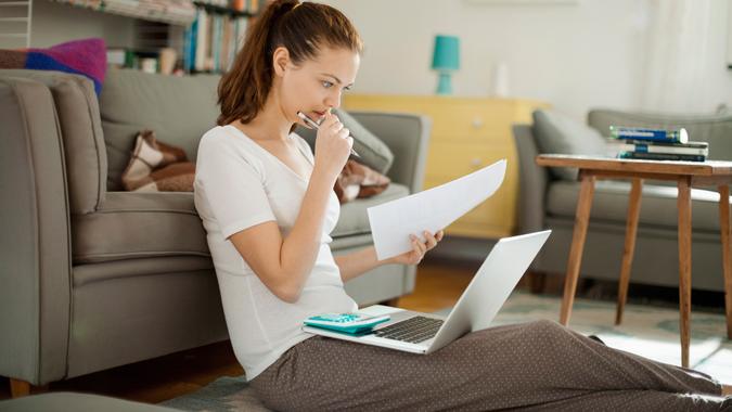 Working at home stock photo