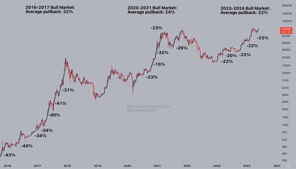 Pullbacks are inevitable in bull markets | SourcE: @CryptoJelleNL via X