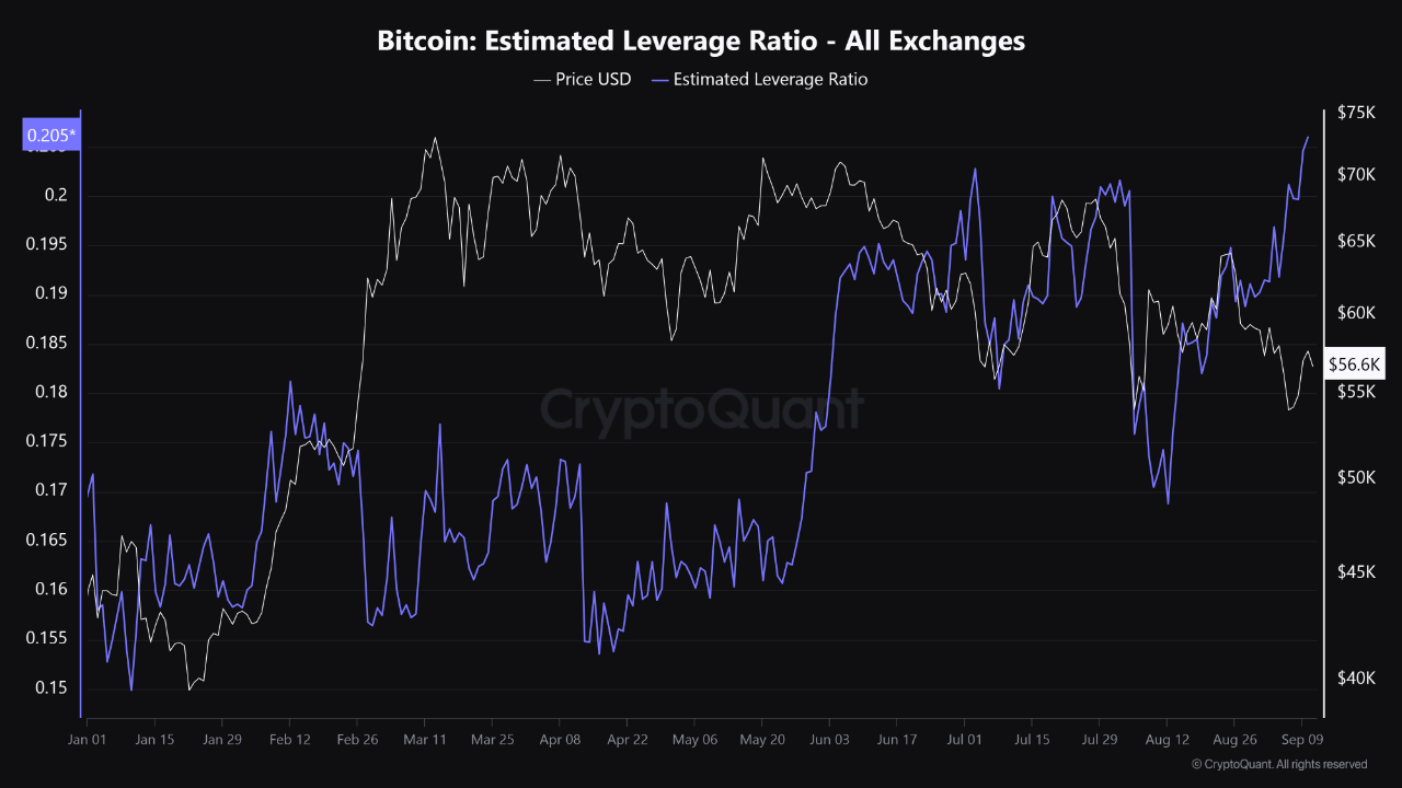 Bitcoin Estimated Leverage Ratio.