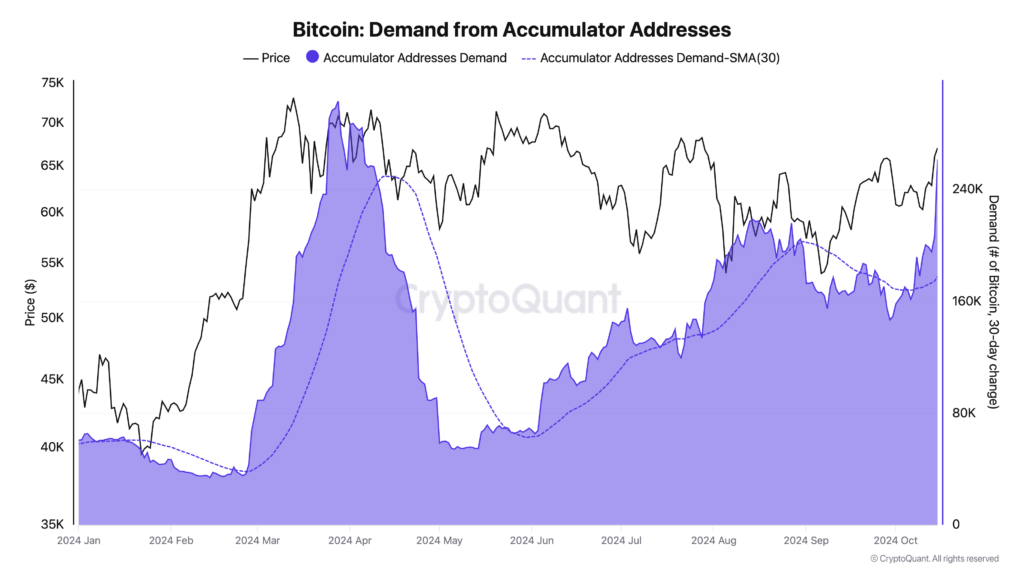 Bitcoin demand from accumulator addresses | Source: CryptoQuant