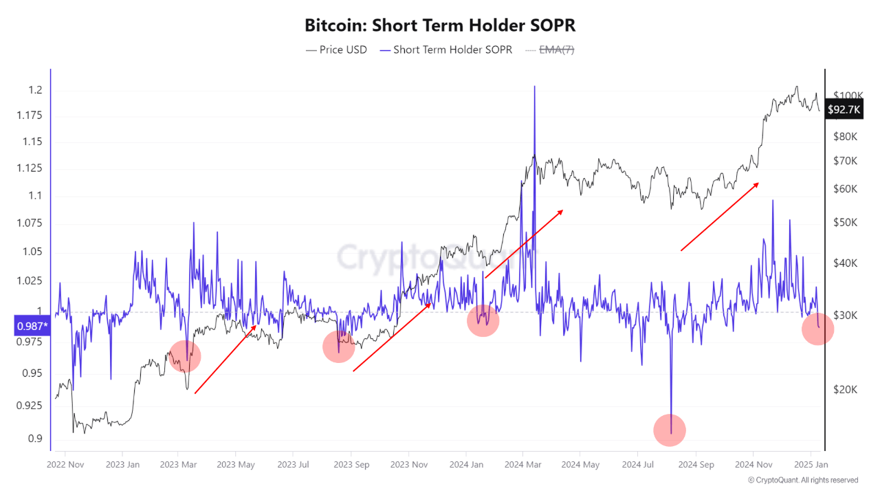 Bitcoin Short-Term Spent Output Profit Ratio (SOPR).